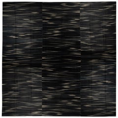 14.6x16 Ft Contemporary Double Sided Turkish Wool Kilim. Oversize Rug in Black