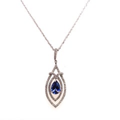 1.47 Carat Benitoite White Gold Pendant with Diamonds