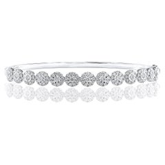Bracelet jonc en or blanc 18 carats avec diamants taille brillant de 1,47 carat