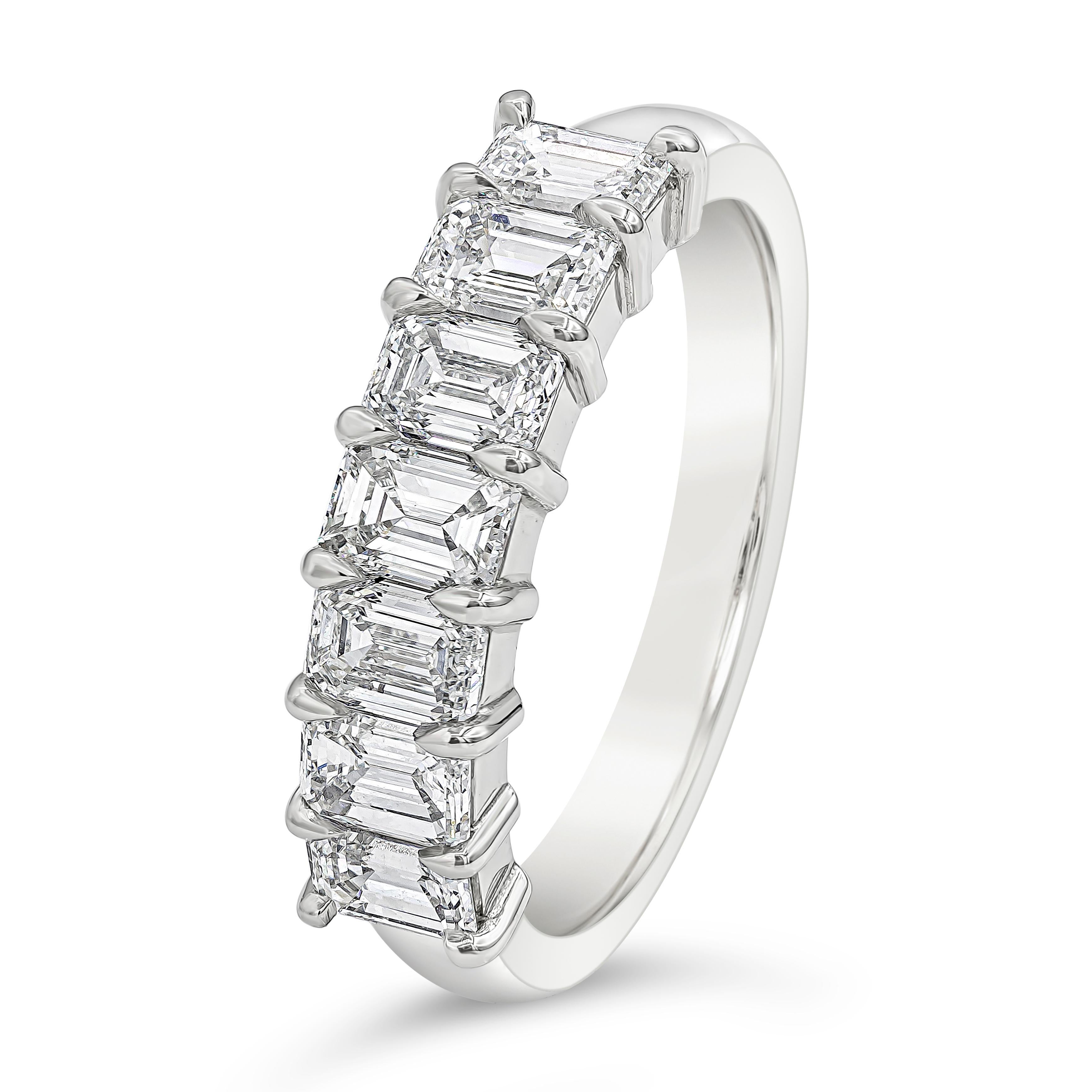 7 stone emerald cut diamond band