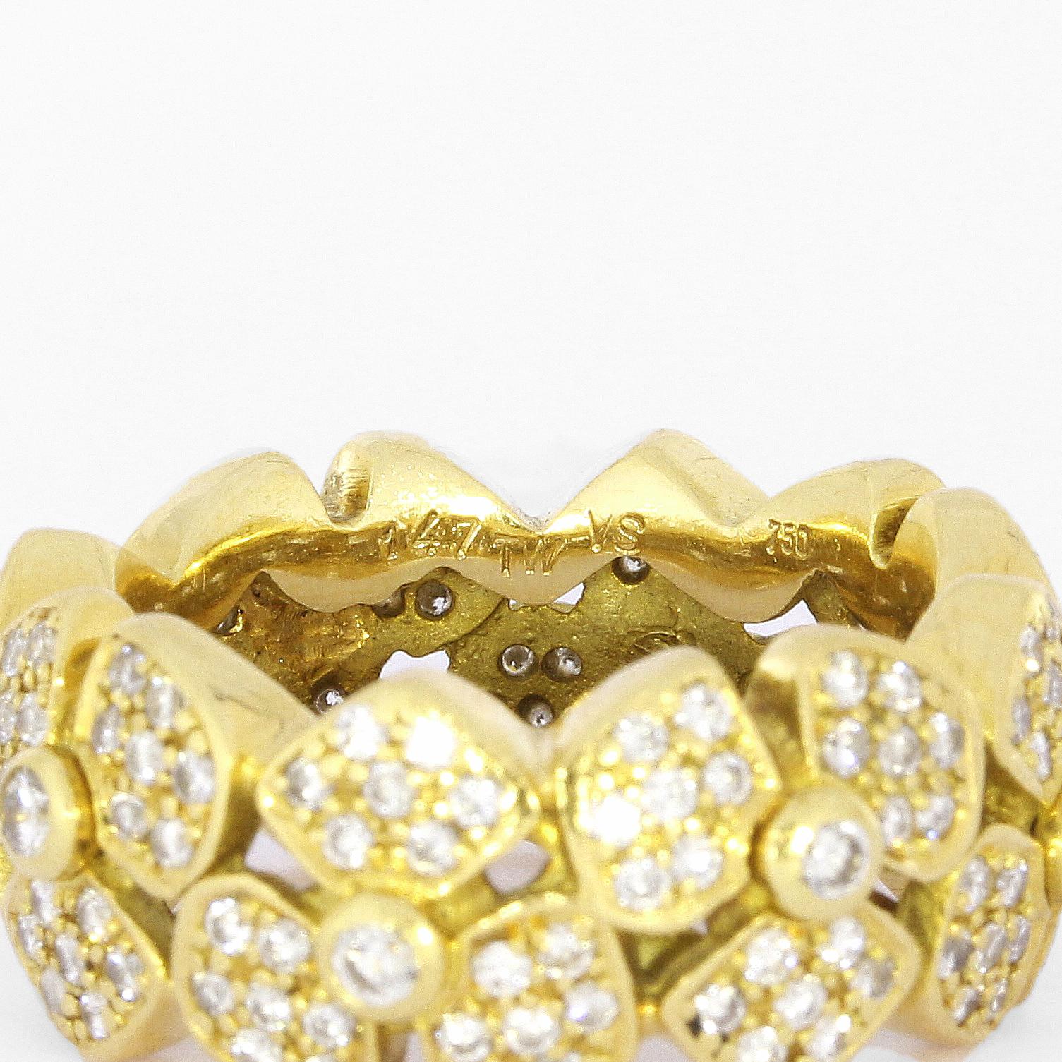 1,47 Karat geblümter Gelbgold-Diamantbandring Damen im Angebot