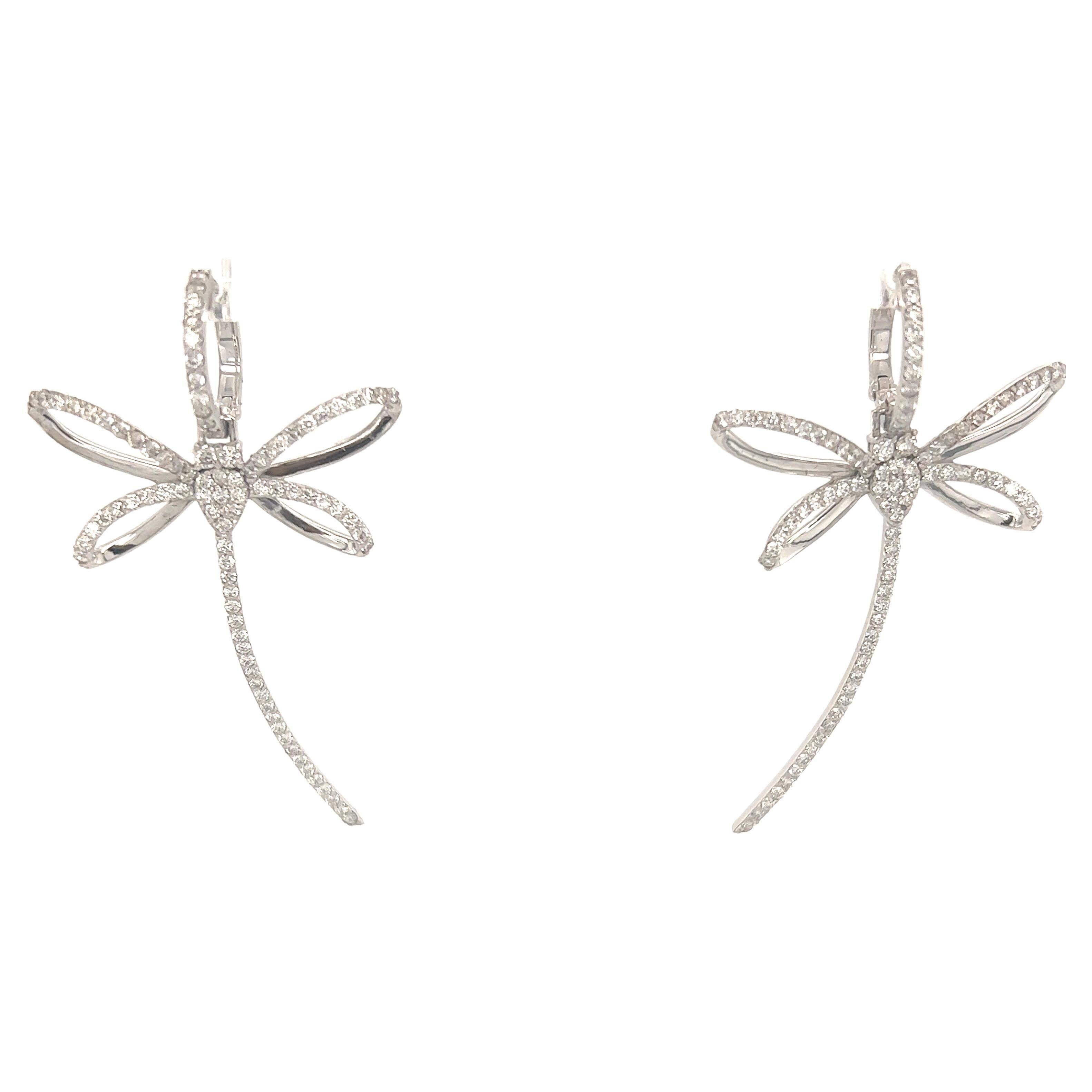 1.47 Carat Natural Diamond White Gold Cocktail Earrings