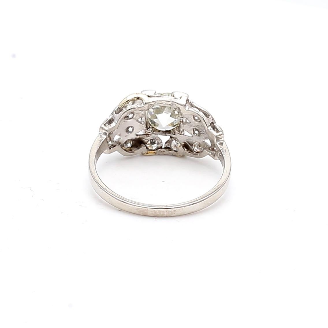 1.47 Carat Old European Cut K VS1 and K VS1 Diamond Platinum Wedding Ring For Sale 2