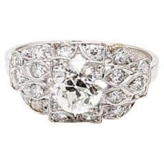 1.47 Carat Old European Cut K VS1 and K VS1 Diamond Platinum Wedding Ring