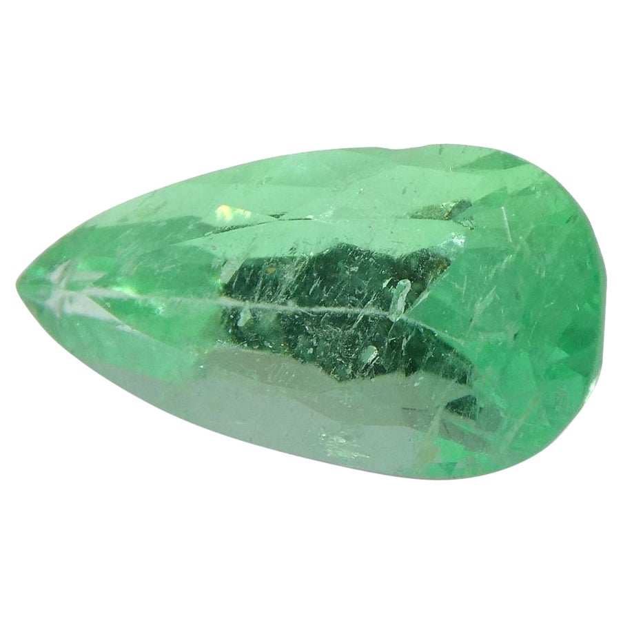 1.47 Carat Pear Emerald GIA Certified Colombian F1/Minor For Sale 1