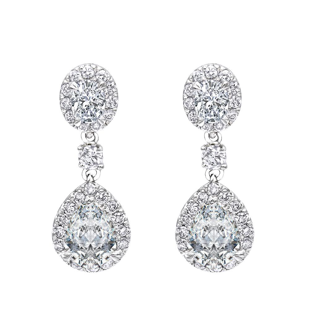 1.47 Carat Pear Shape Diamond Drop Dangle Earrings Pierced In New Condition For Sale In Little Neck, NY