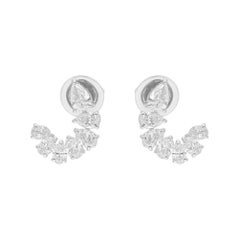 1.47 Carat Pear Shape Diamond Ear Climbers in 14K White Gold Minimalist Earrings