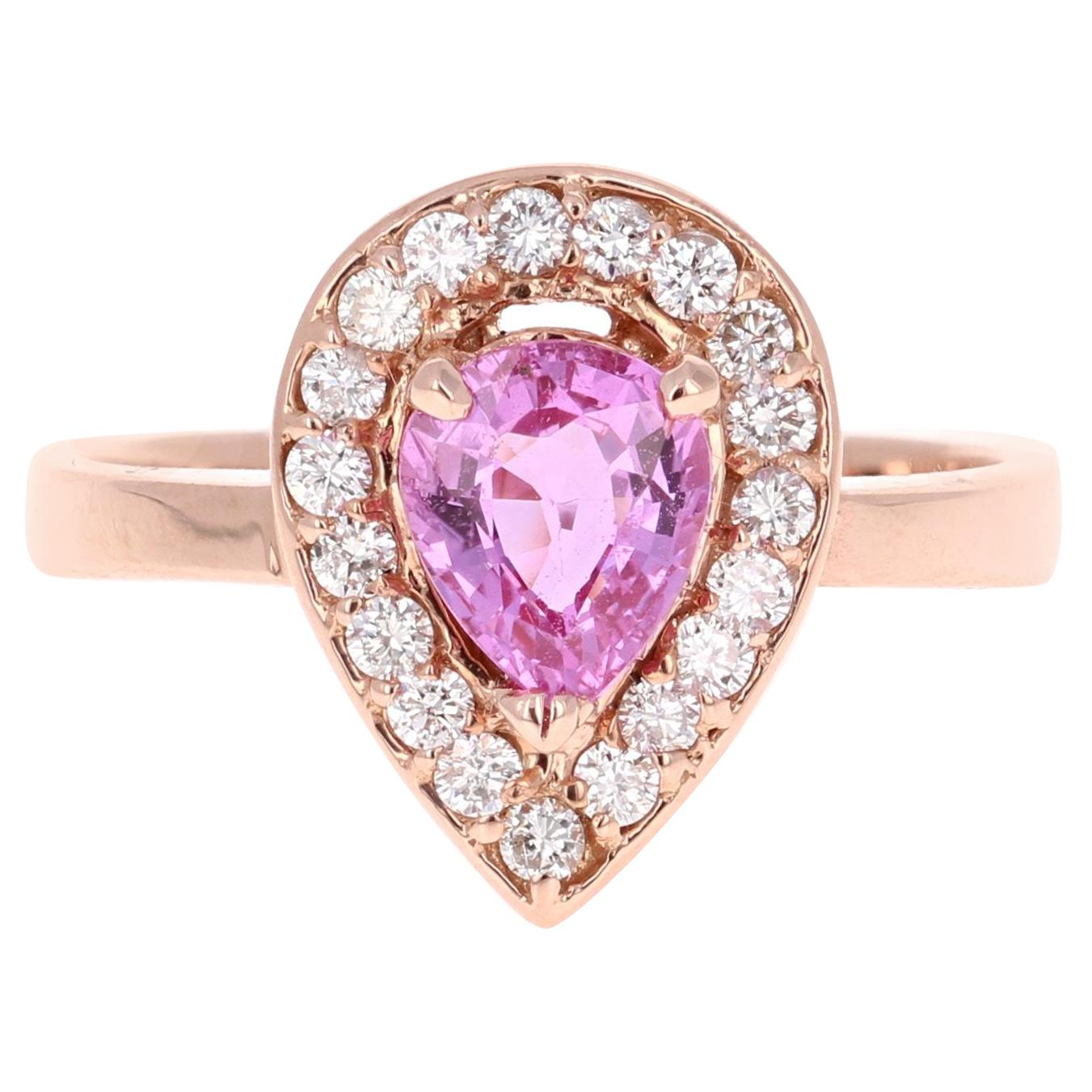 1.47 Carat Pink Sapphire Diamond 14 Karat Rose Gold Engagement Ring