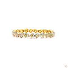 1.47 Carat Round Brilliant Cut White Diamond Yellow Diamond Gold Bracelet