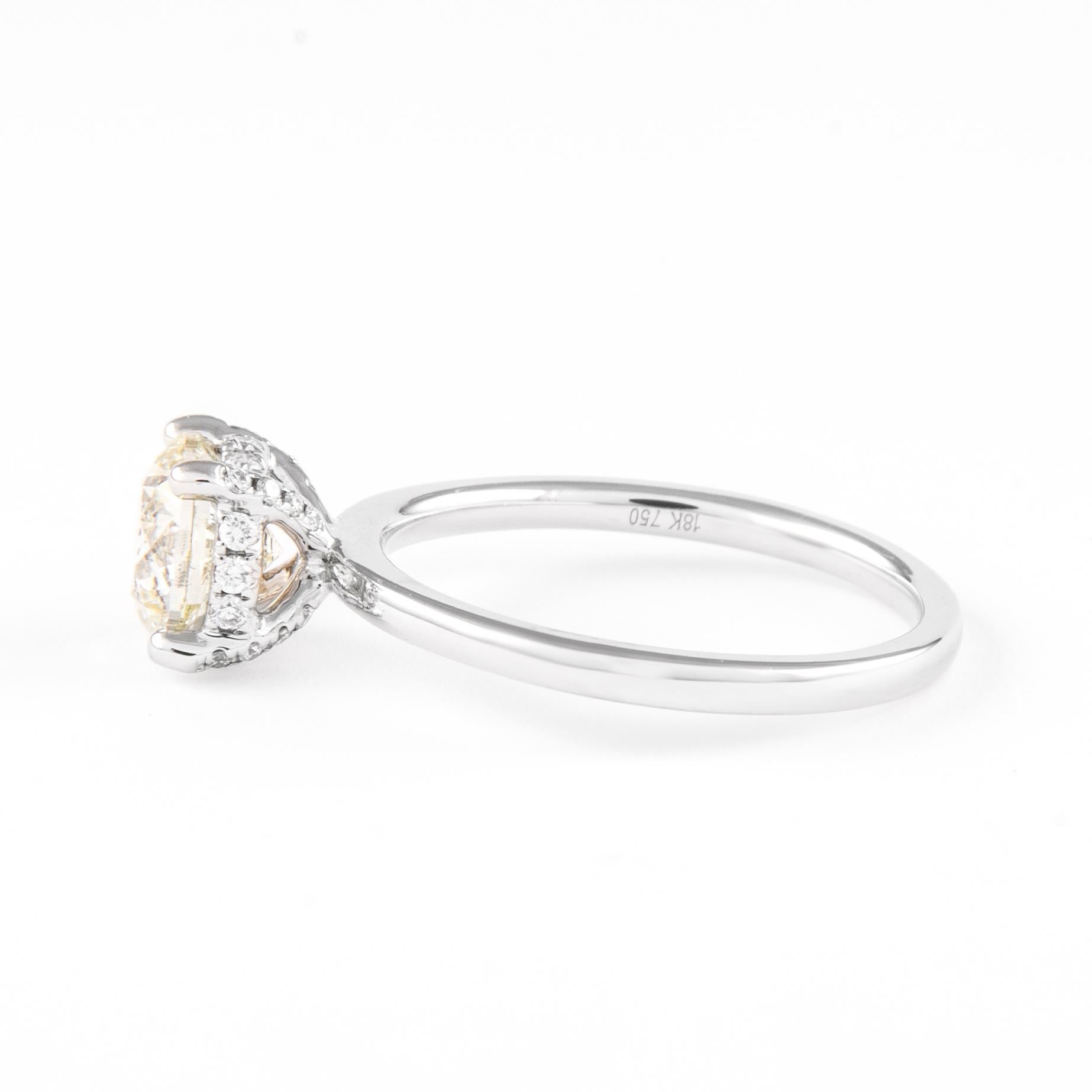 Taille ronde Solitaire en or blanc 18 carats avec diamants ronds et brillants de 1,47 carat en vente
