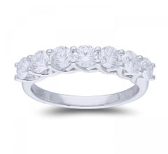 1.47 Carat Round Diamond Half Eternity Ring 14 Karat Gold Diamond Band Ring