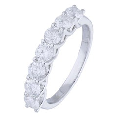 1.47 Carat Round Diamond Half Eternity Ring 14 Karat Gold Diamond Band Ring