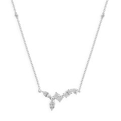 1.47 Carat SI Clarity HI Color Multi Cut Diamond Necklace 18 Karat White Gold
