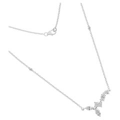 1.47 Carat SI Clarity HI Color Multi Shape Diamond Necklace 18 Karat White Gold