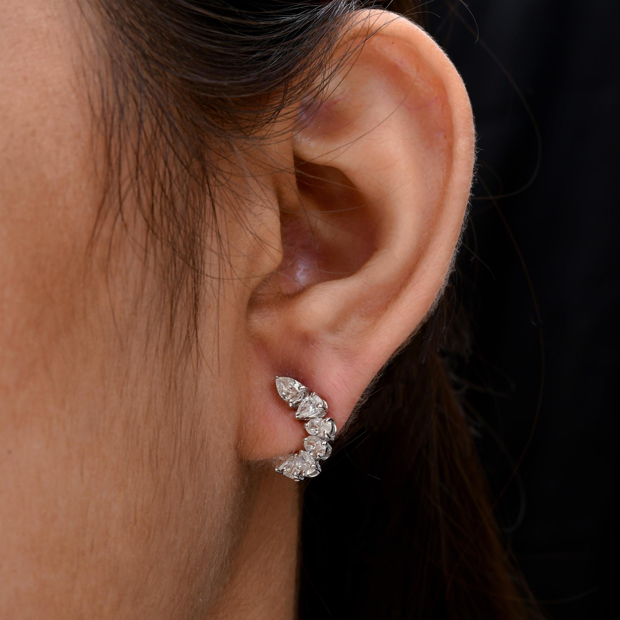 1.47 Carat SI Clarity HI Color Pear Oval Diamond Earrings 14 Karat White Gold In New Condition For Sale In Diera, Dubai