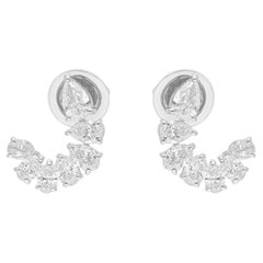1.47 Carat SI Clarity HI Color Pear Oval Diamond Earrings 14 Karat White Gold