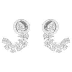 1.47 Carat SI Clarity HI Color Pear Oval Diamond Earrings 18 Karat White Gold 1.47 Carat SI Clarity HI Color Pear Oval Diamond Earrings 18 Karat White Gold