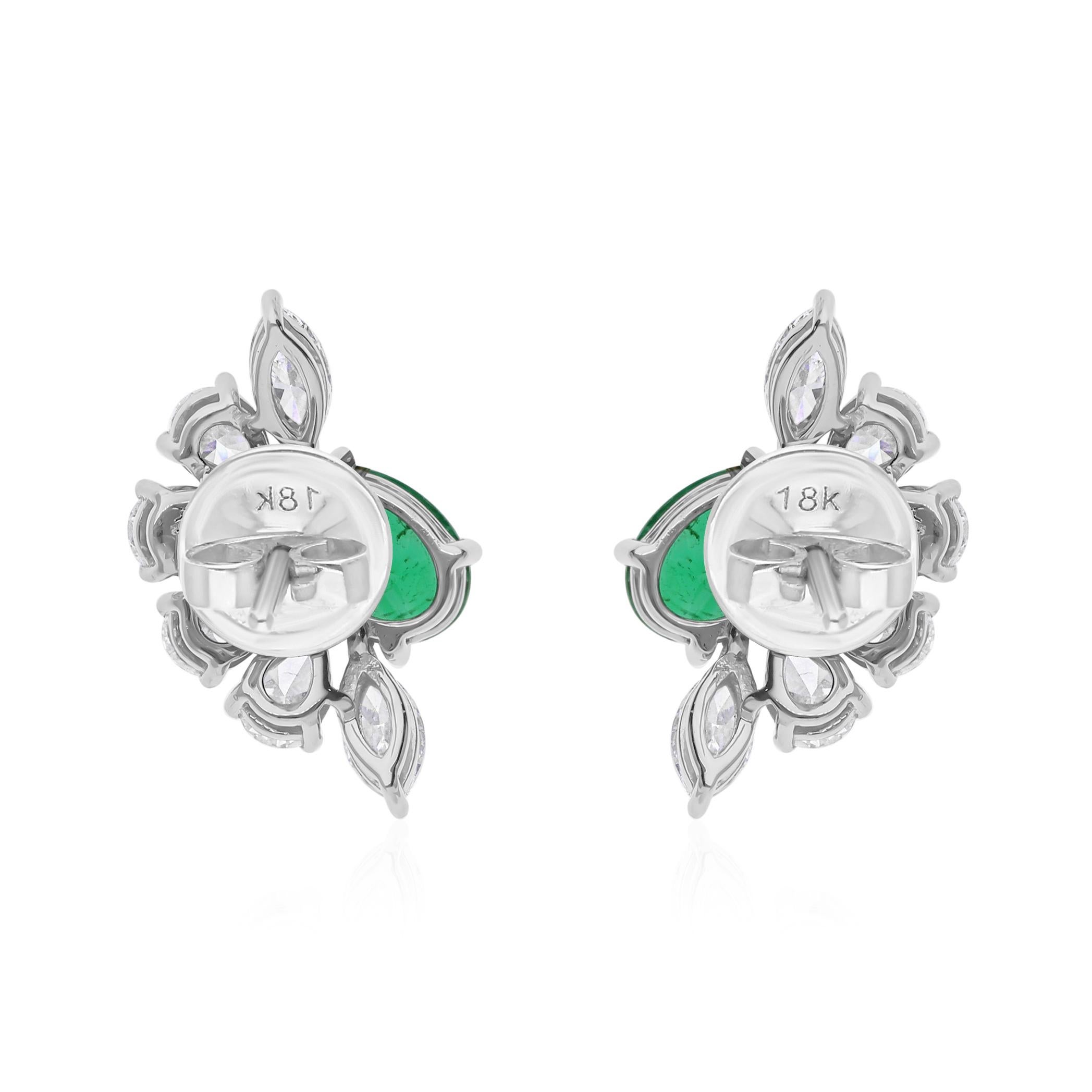 1,47 Karat sambischer Smaragd 1,63 Karat SI/H Diamant-Ohrringe 14 Karat Weißgold Damen im Angebot