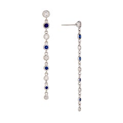 1.47 Carats Diamond and Sapphire Earrings in Platinum