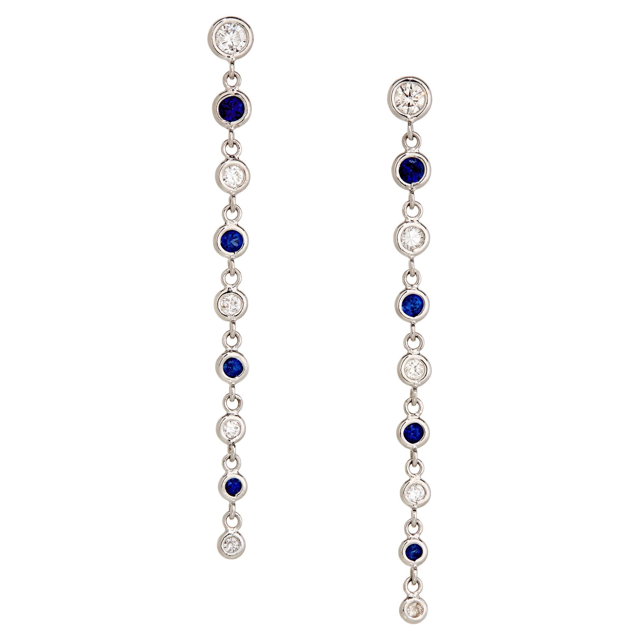 1.47 Carats Diamond and Sapphire Earrings in Platinum For Sale