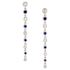 1.47 Carats Diamond and Sapphire Earrings in Platinum