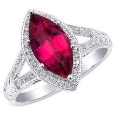 1.47 Carats Rubellite Diamonds set in 18K White Gold Ring