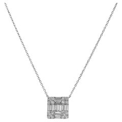 1.47 Carats White Diamond White Gold Necklace