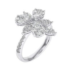 1.47 CTW Marques et diamants Princesse en or blanc 14K Bague Maria Finger