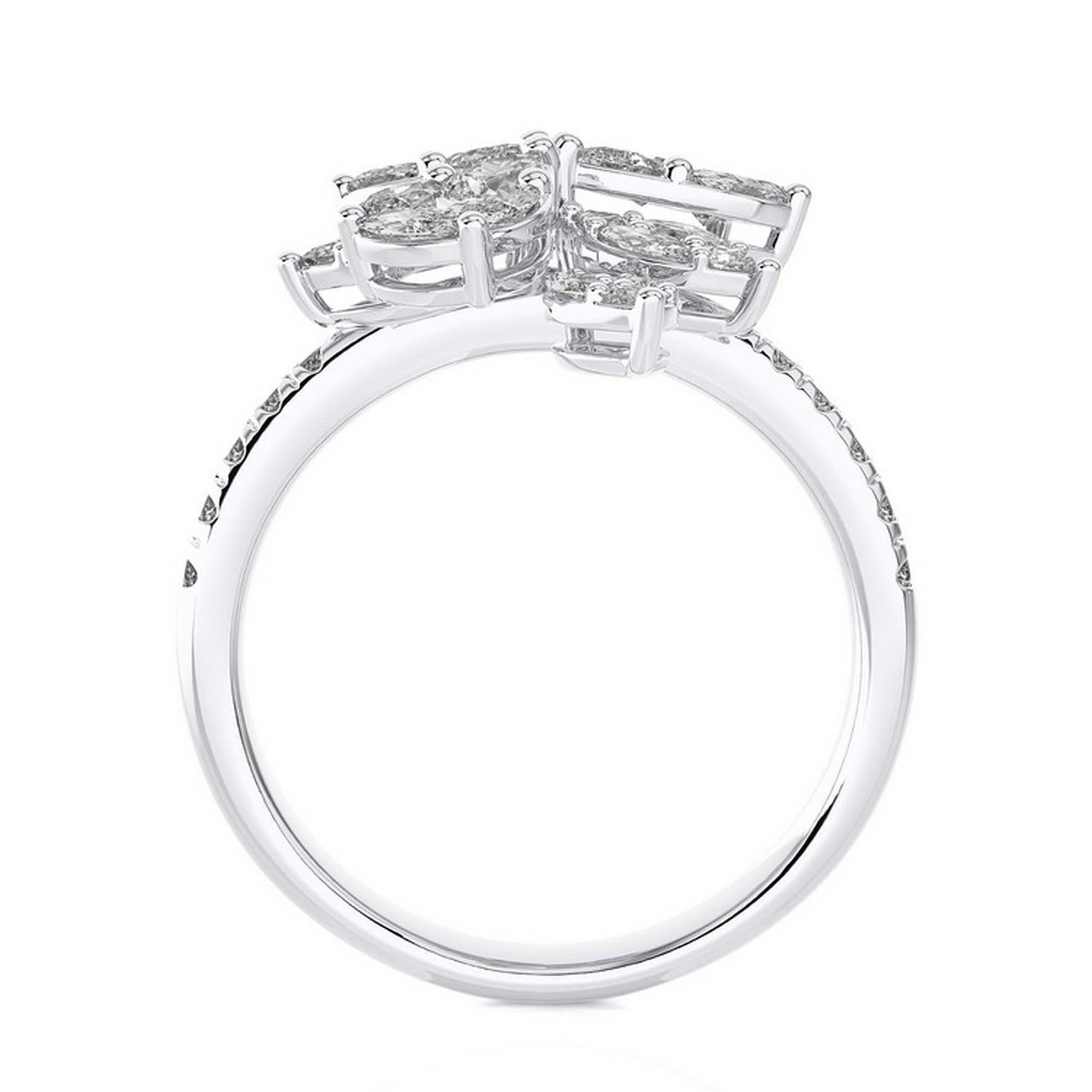 1.47 Karat Diamanten im Marquese & Princess Cut-Schliff 14K Weißgold Maria Fingerring (Moderne) im Angebot