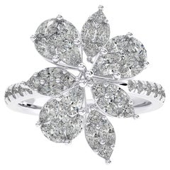 1,47 CTW Marquese e diamanti taglio principessa in oro bianco 14K Anello Maria Finger