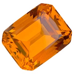 14.70 Carat Excellent Faceted Madeira Citrine Emerald Shape Gem For Necklace