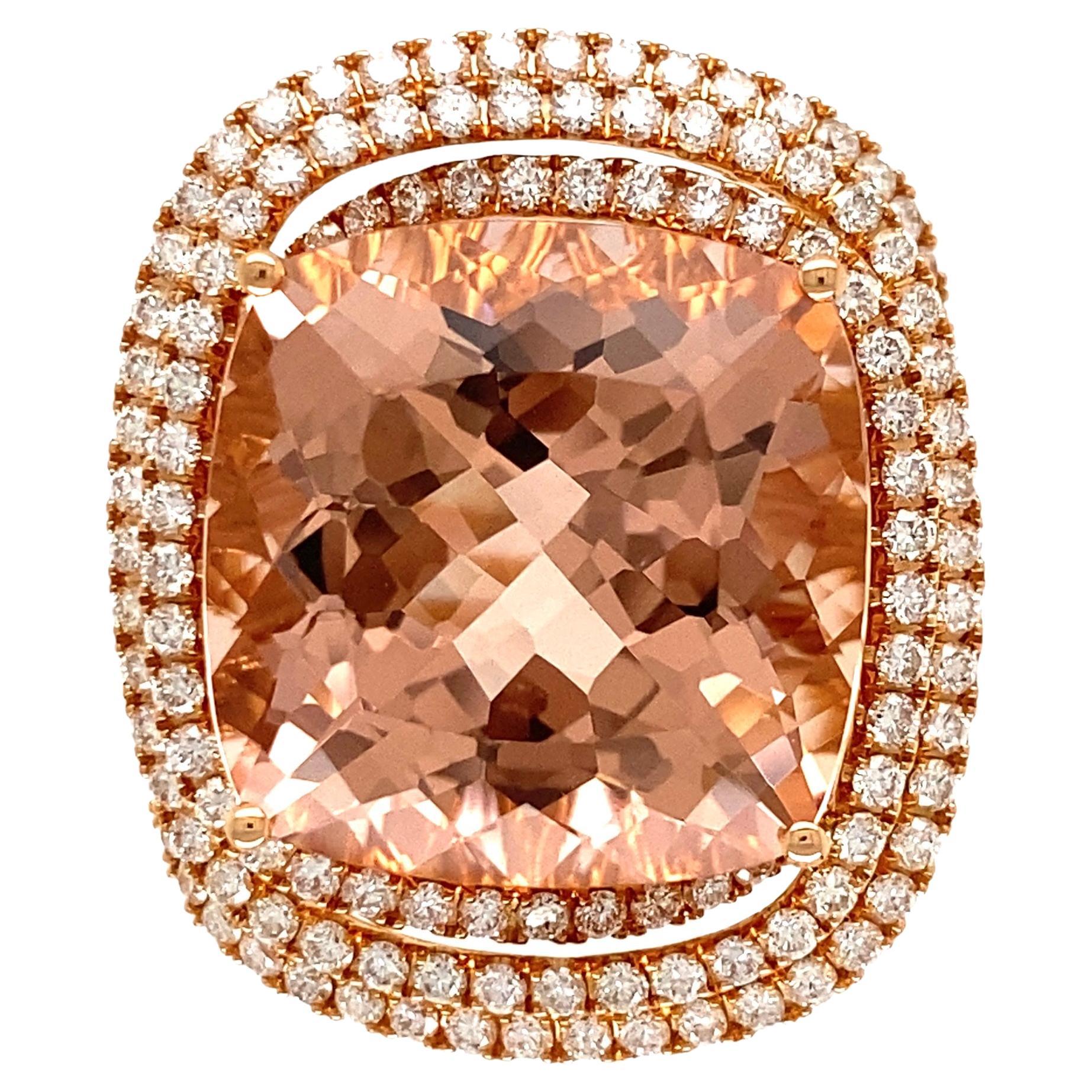10.65 Carat Solitaire Cushion Pink Gold Ring Estate Fine