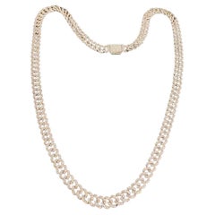 14.70 Carats Round Brillant Shape Diamonds 14K Gold Unisex Necklace