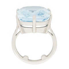14.71ct Cushion Cut Aquamarine Ring with Set Shoulders, circa 1980s