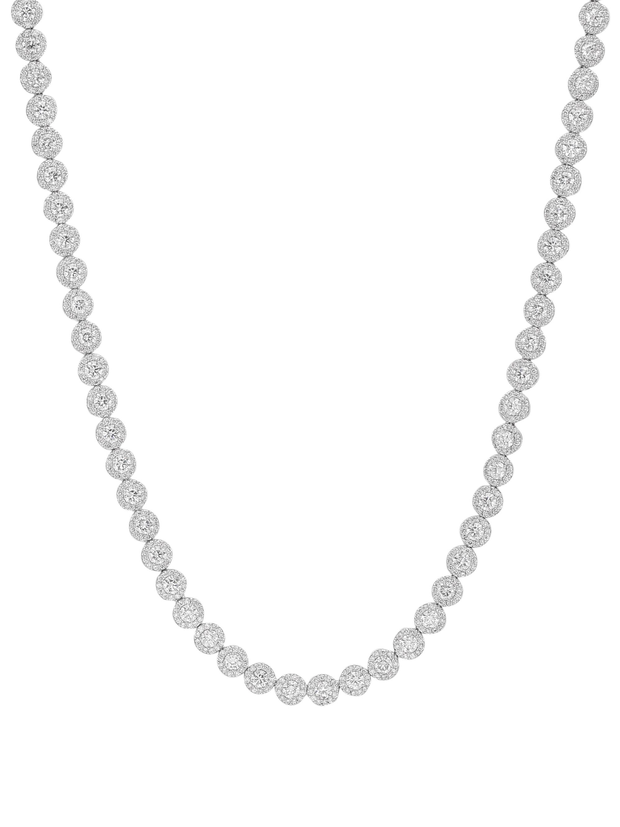Modern 14.71 Carat Top Quality Diamond Classic Necklace in 18 Karat White Gold