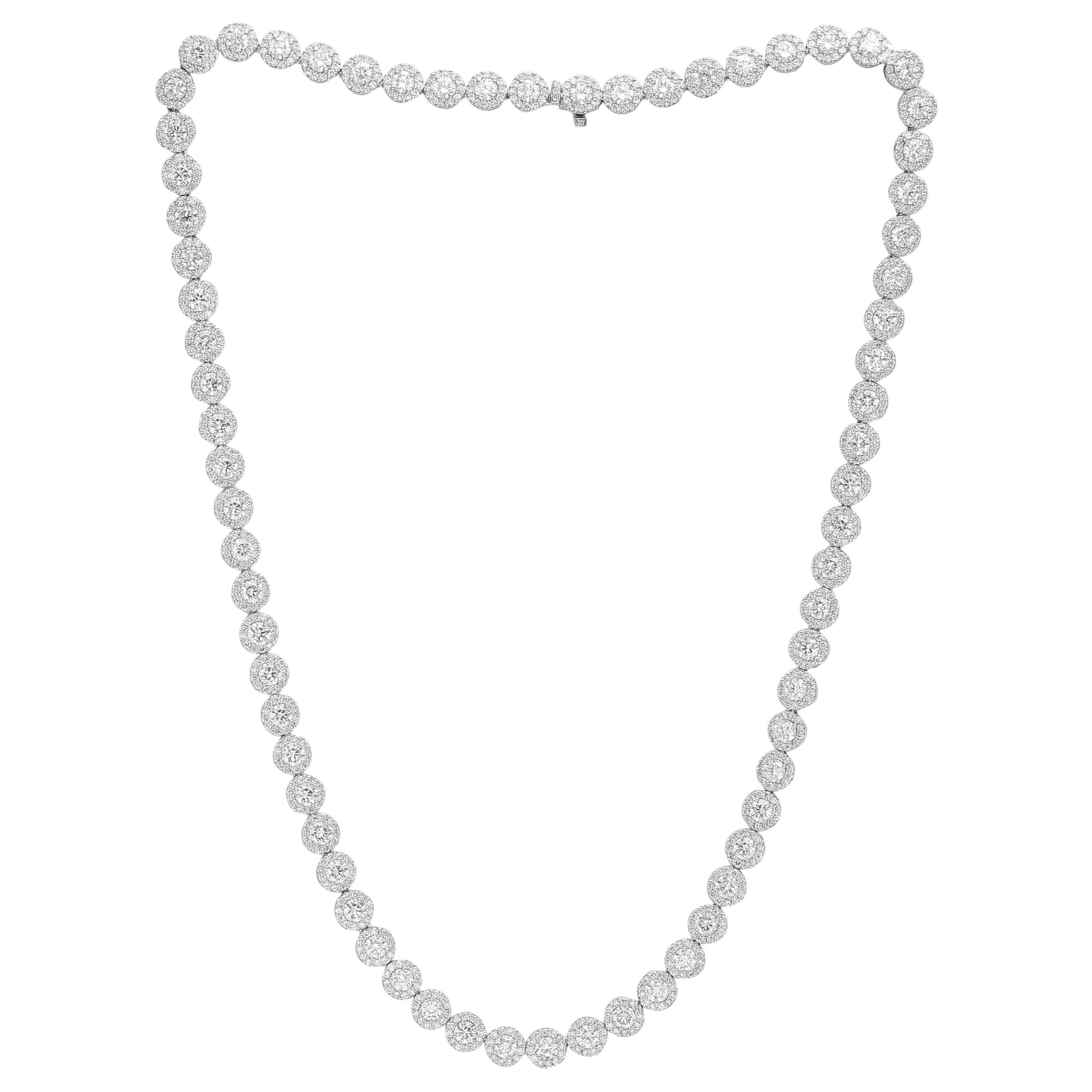 14.71 Carat Top Quality Diamond Classic Necklace in 18 Karat White Gold