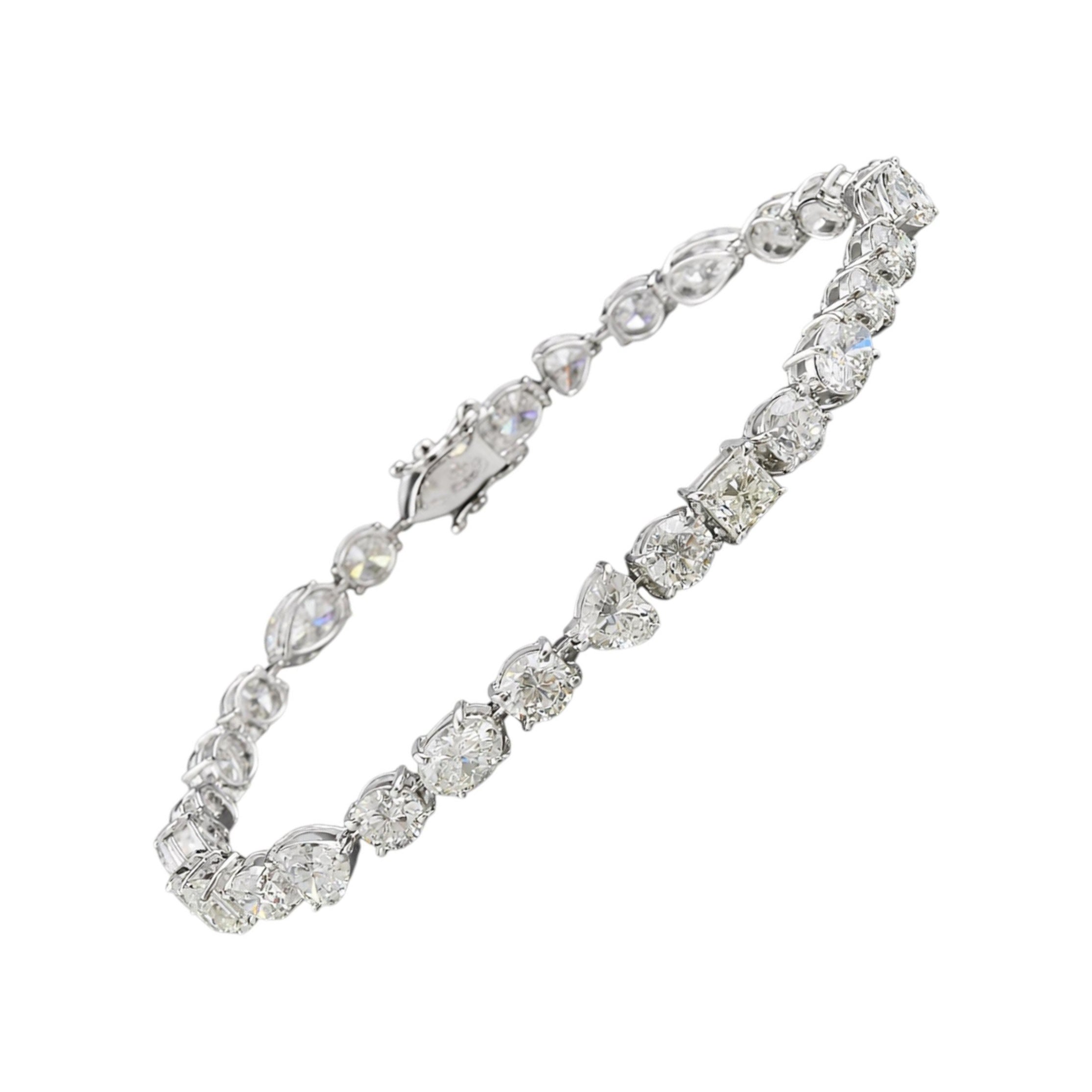 14.71 Ct Natural Mixed Cut Diamond Bracelet 14k White Gold Wedding Gift Jewelry