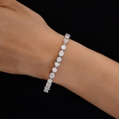 14.71 Ct Natural Mixed Cut Diamond Tennis Bracelet 18 Karat White Gold