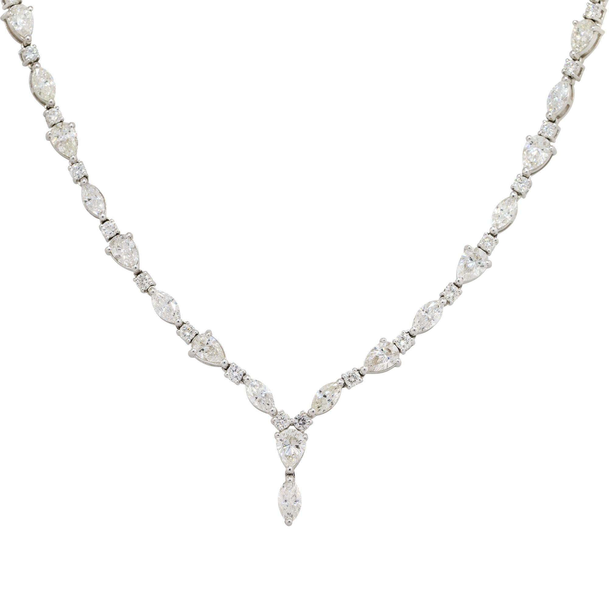 Mixed Cut 14.74 Carat Multi Shape Diamond Drop Necklace 18 Karat in Stock For Sale