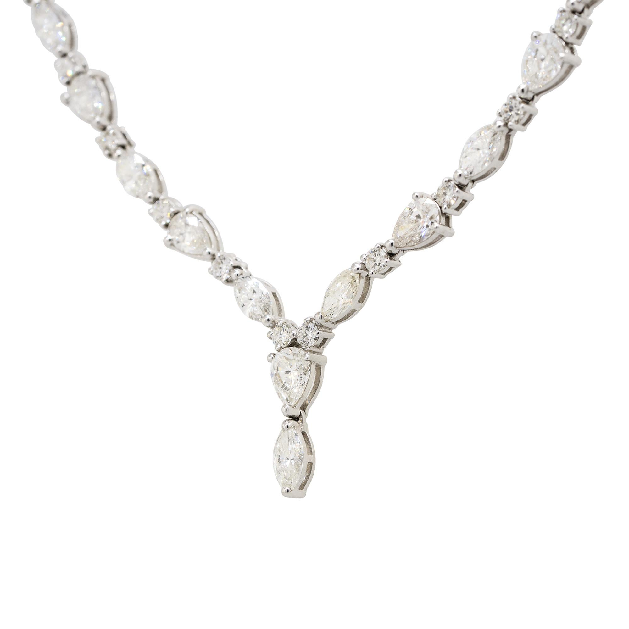 14.74 Carat Multi Shape Diamond Drop Necklace 18 Karat in Stock In Excellent Condition For Sale In Boca Raton, FL