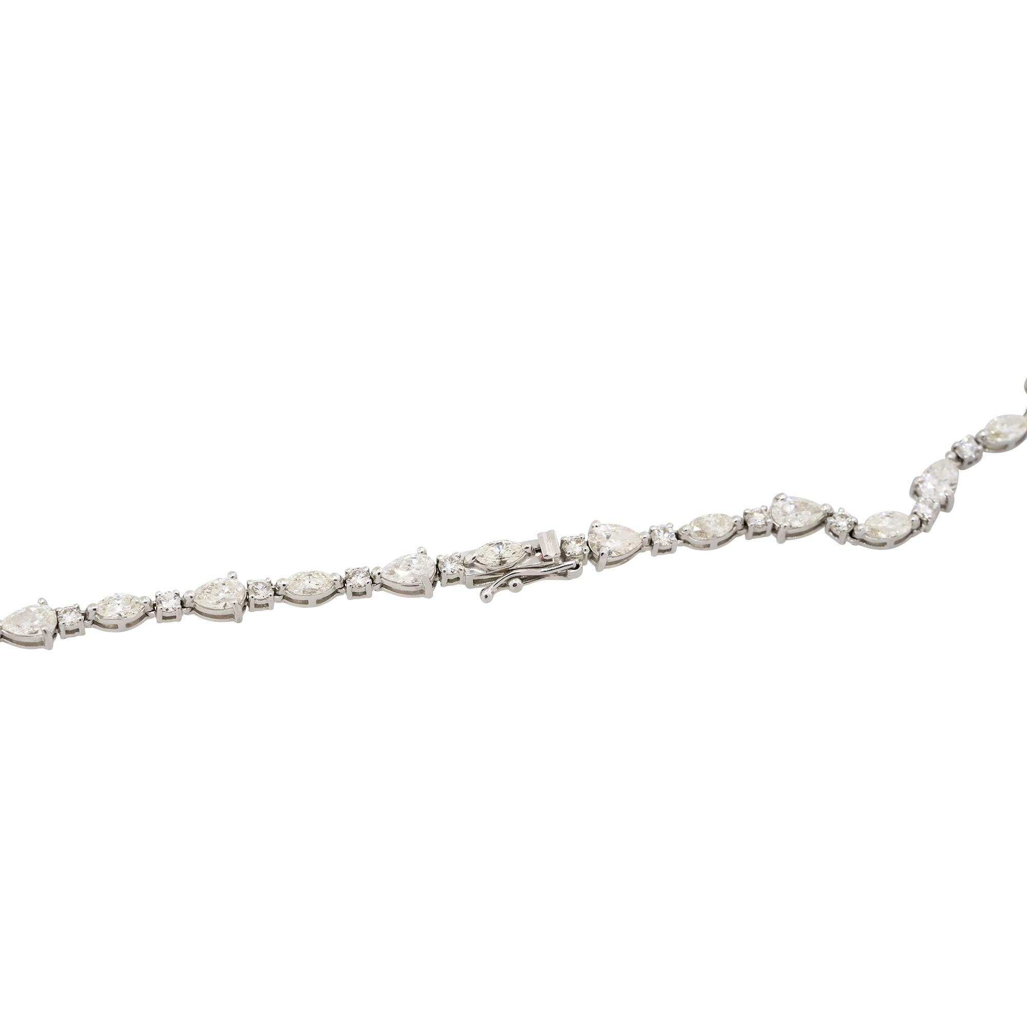 Women's or Men's 14.74 Carat Multi Shape Diamond Drop Necklace 18 Karat in Stock For Sale