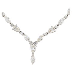 Antique 14.74 Carat Multi Shape Diamond Drop Necklace 18 Karat in Stock