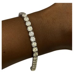 14.74 Carat Round Brilliant Diamond Tennis Bracelet in 18K White Gold
