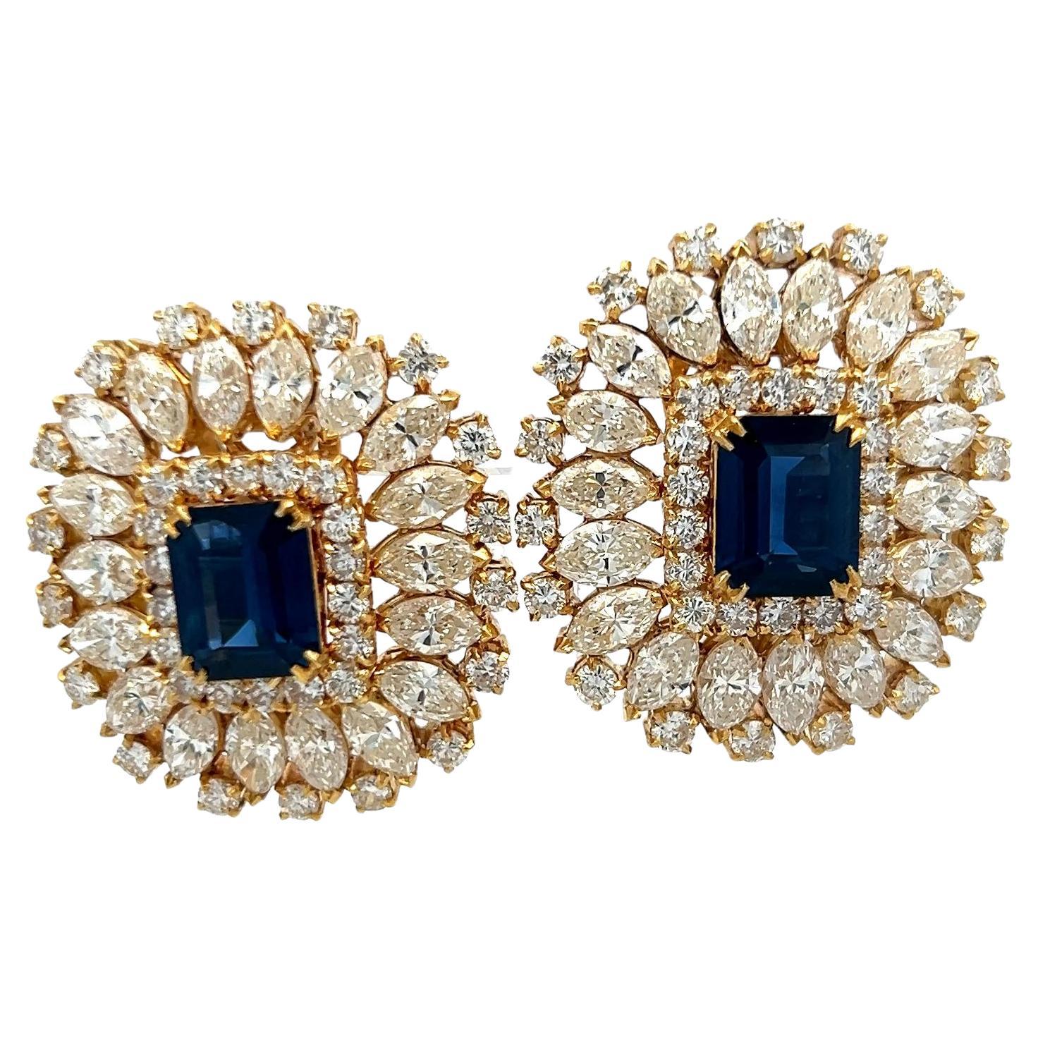 Pendiente de clip de oro amarillo de 18 quilates con diamante G-VS1 de 14,74 quilates totales en venta