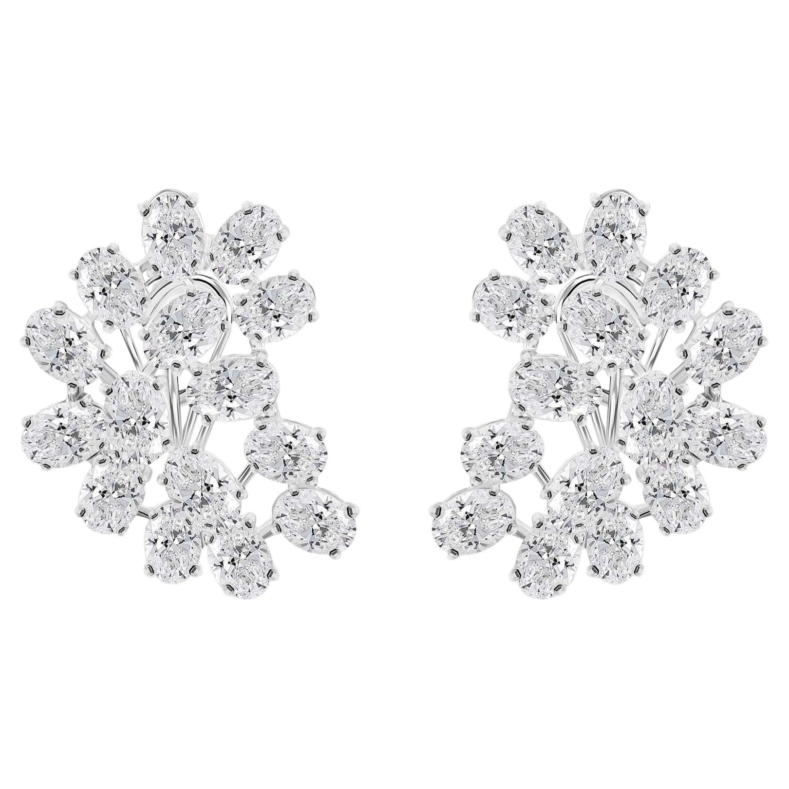 14.75 Carat Diamond Couture Floral Earrings in 18k White Gold