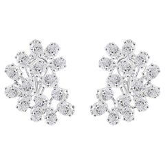 14.75 Carat Diamond Couture Floral Earrings in 18k White Gold
