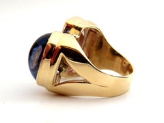 14.75 Carat Lab Sapphire Diamonds Ring Vivid Blue 14 Karat Kuzite*