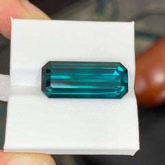 14.75 Carat Natural Loose Blue Color Tourmaline Emerald Cut Afghan Gemstone