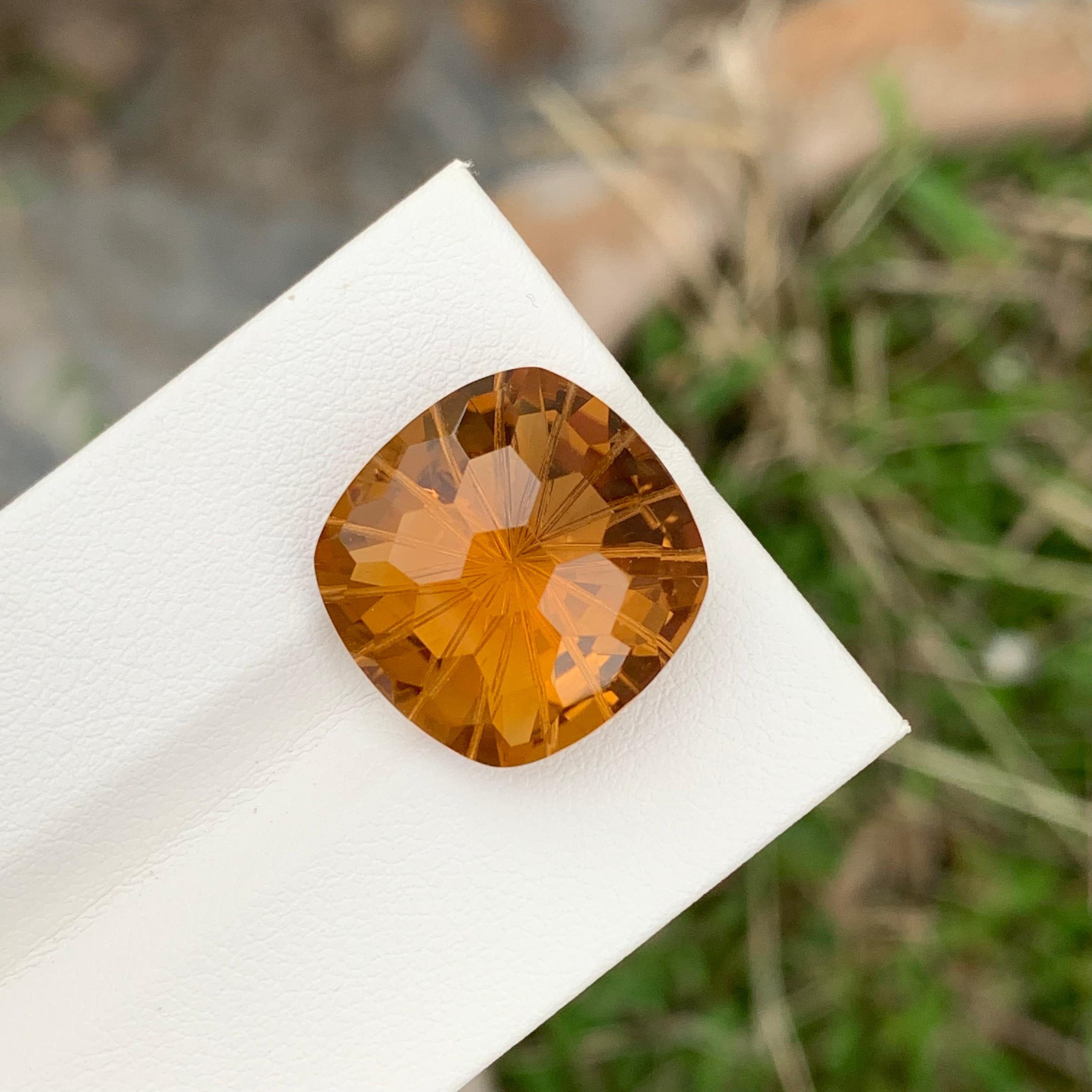 14.75 Carat Natural Loose Citrine Cushion Gem For Necklace Jewellery  For Sale 6