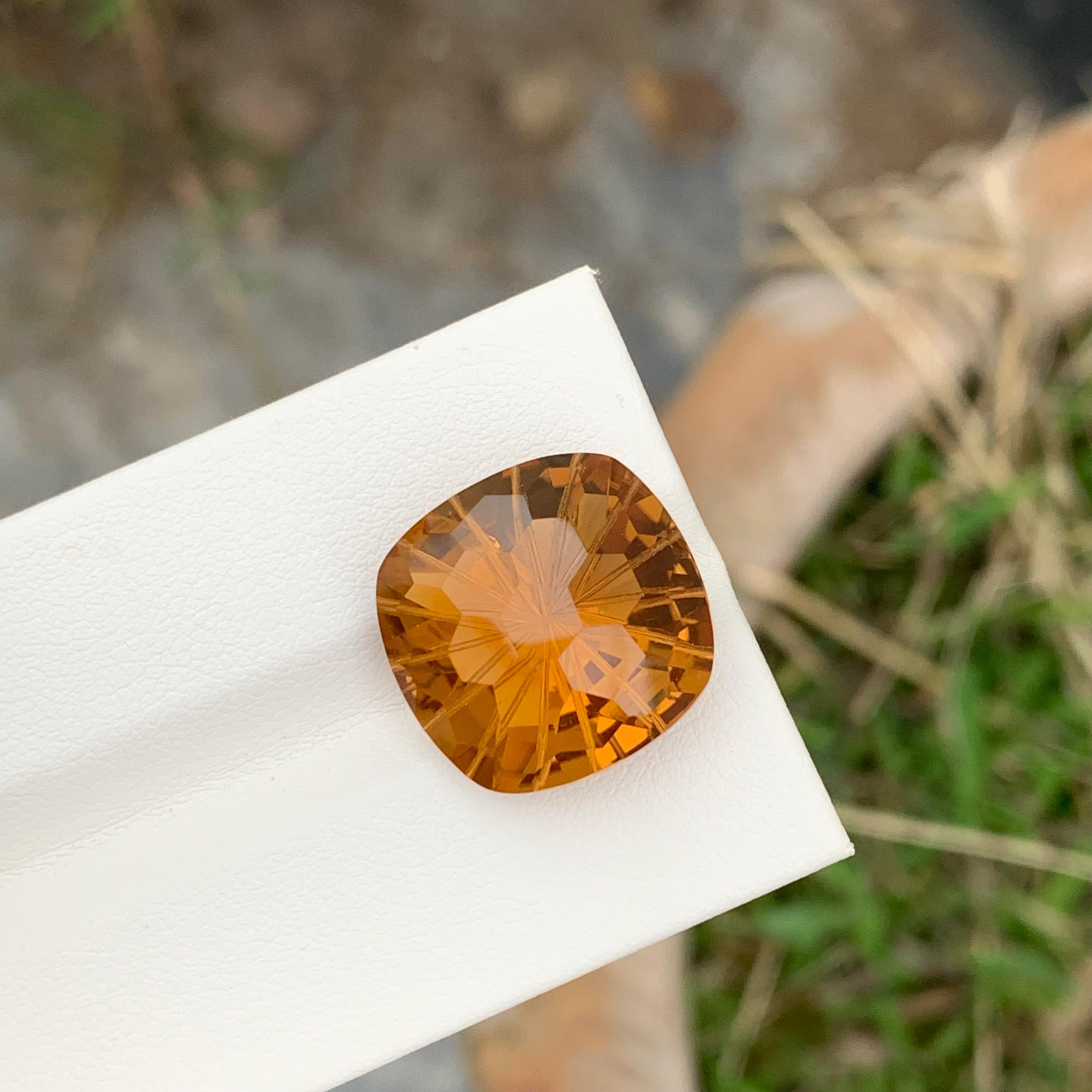 Arts and Crafts 14.75 Carat Natural Loose Citrine Cushion Gem For Necklace Jewellery  For Sale